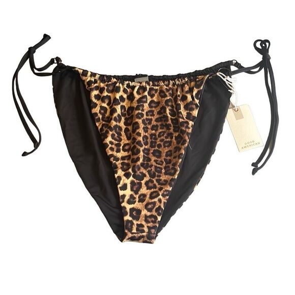 Good American 7 4X Tanga Bikini Bottom Leopard Hi Cut Reversible Adjustable NWT - Picture 1 of 7